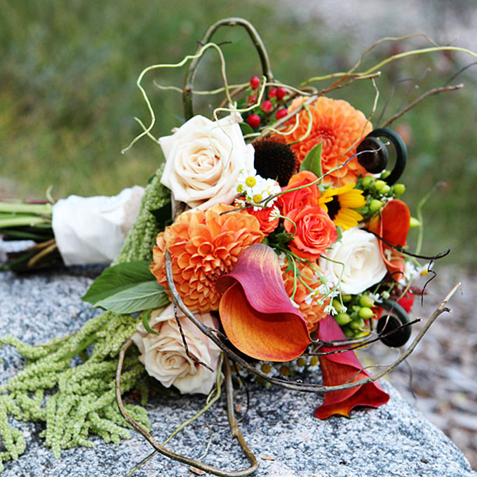Fall wedding flowers with greenery